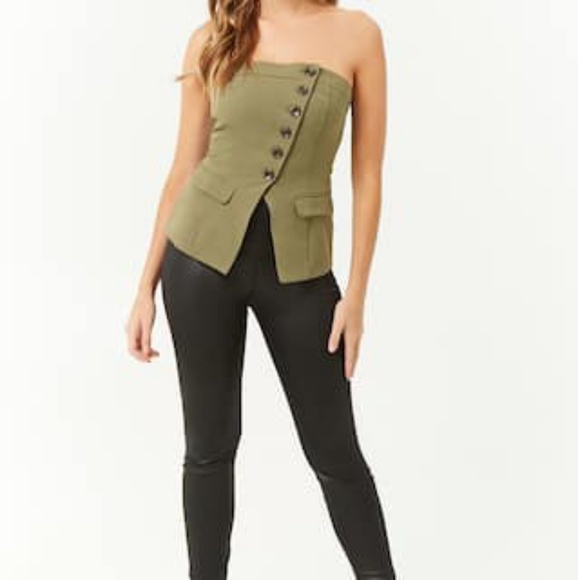NEW ITEM. OLIVE GREEN TUBE TOP - Picture 2 of 2